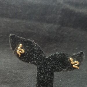 Gold Tone Snake Dainty Delicate Stud Statement Earrings